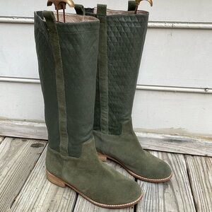 Matt Bernson Tall Green Suede/Leather Boots Size 8